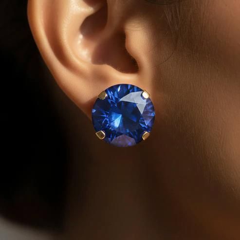 Gold Plated Blue Crystal Necklace &amp; Earring Set