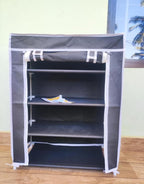 4 Rack Collapsible Wardrobe Cabinet and Shoe Rack - Easy installation & portable