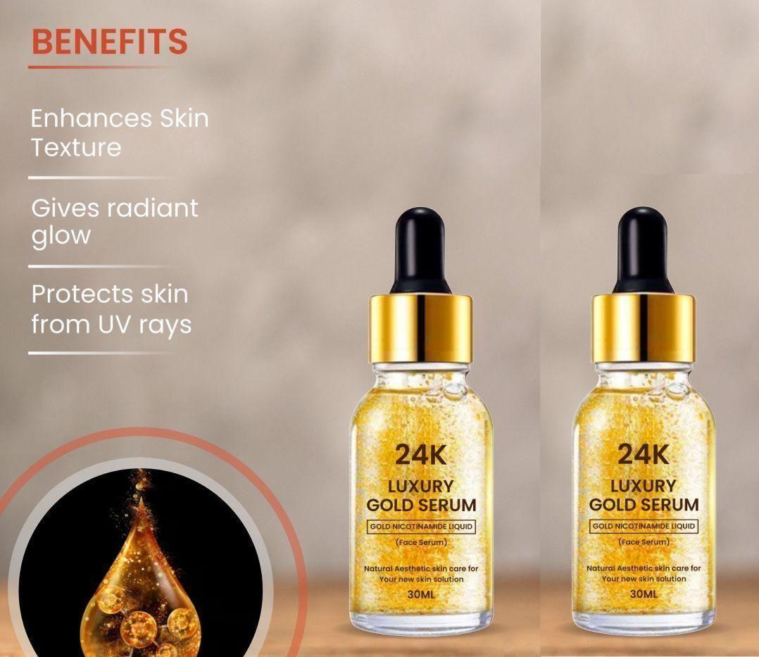 24K Gold Face Serum improves Dullness Reduces fine lines (Pack Of 2)