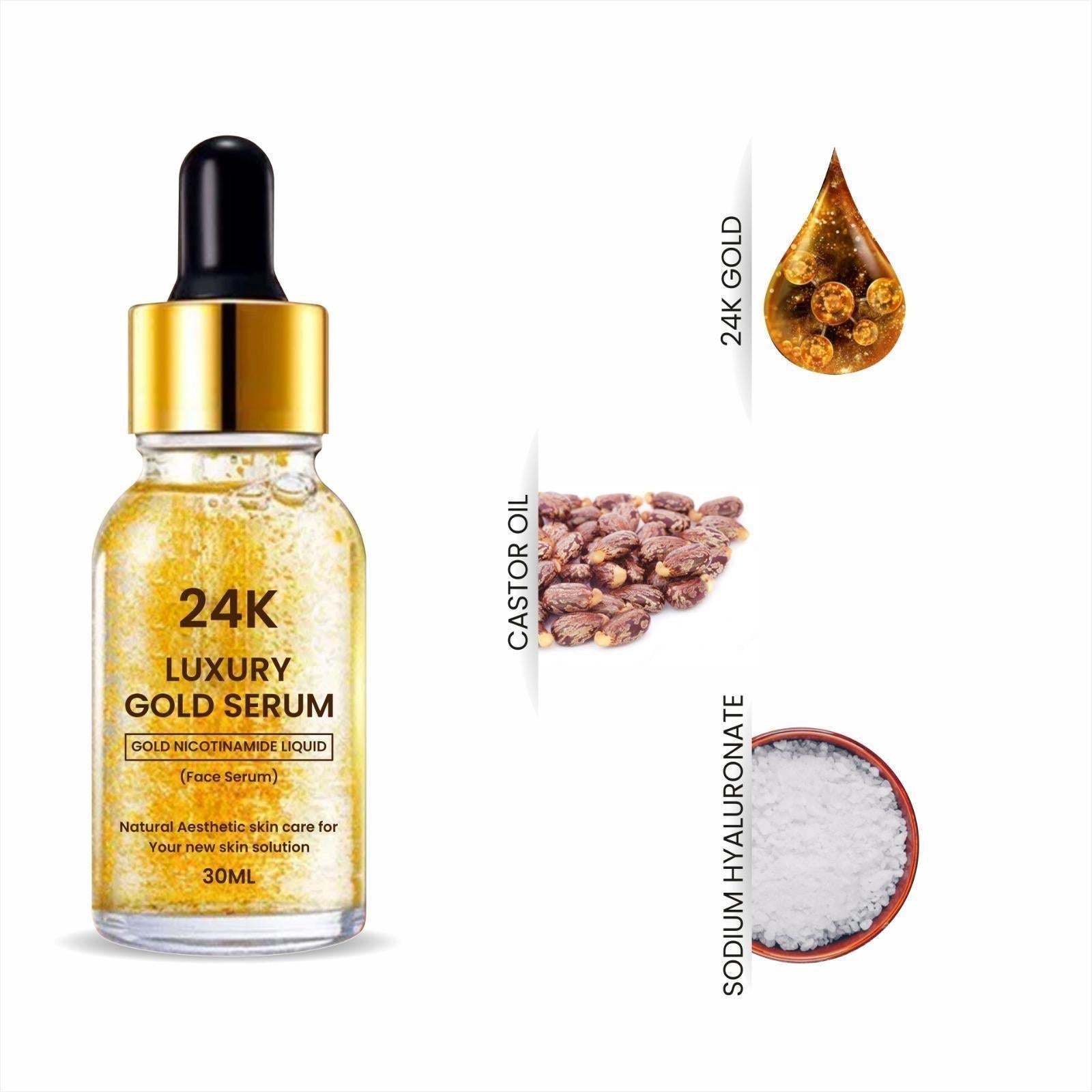 24K Gold Face Serum improves Dullness Reduces fine lines (Pack Of 2)