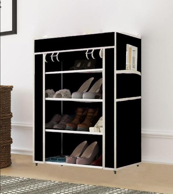 4 Rack Collapsible Wardrobe Cabinet and Shoe Rack - Easy installation & portable