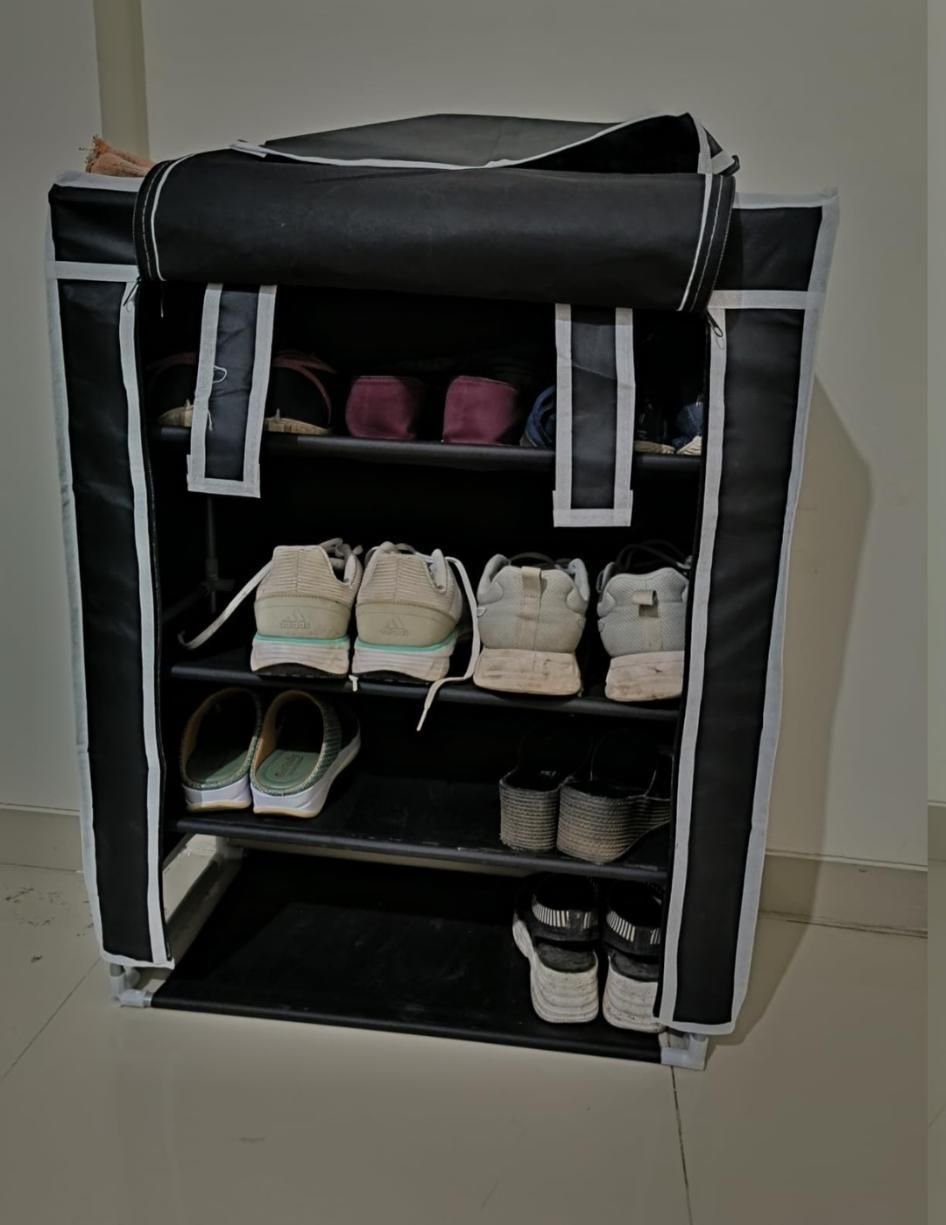 4 Rack Collapsible Wardrobe Cabinet and Shoe Rack - Easy installation & portable